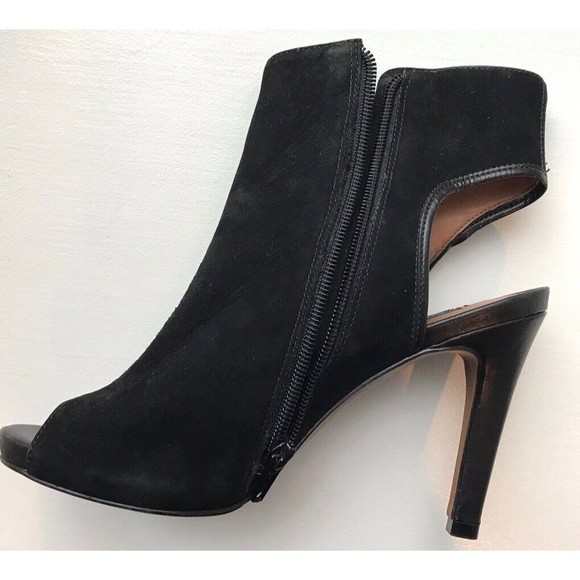 Arezzo Sandals High Heel Booties Black Suede Leather Sz 5 6 B Eu 36 Stilettos - Picture 2 of 7